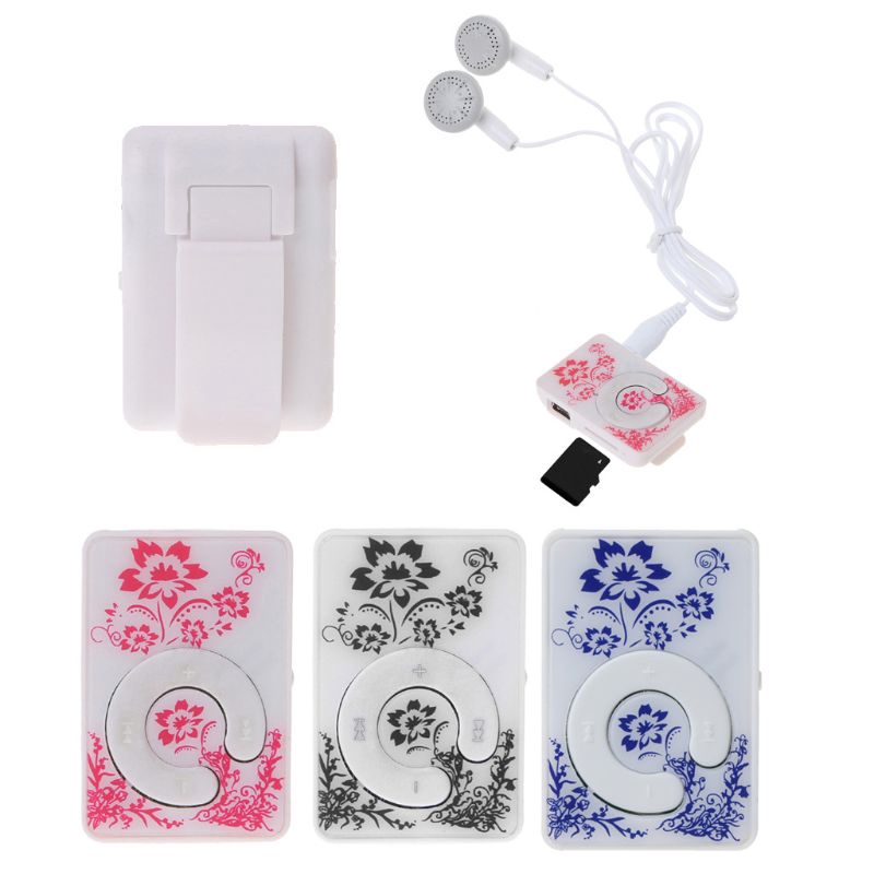 Máy nghe nhạc Mp3 mini in họa tiết hoa có khe thẻ TF 32Gb cổng USB + giắc nối tai nghe