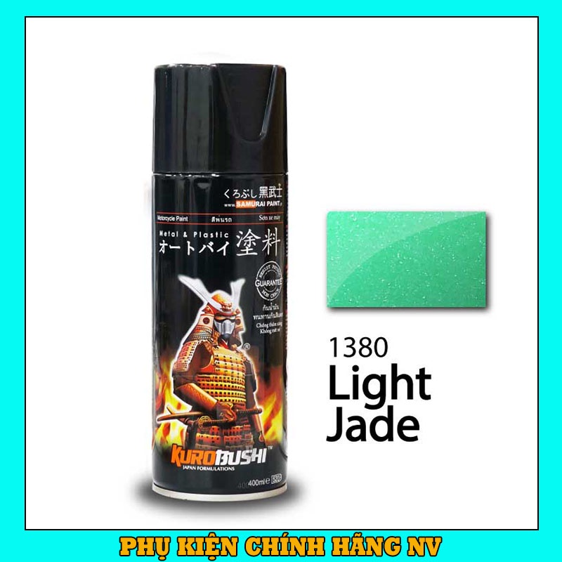 Sơn Samurai màu xanh ngọc bích 1380 chính hãng, sơn xịt phủ dàn áo xe máy chịu nhiệt, chống nứt nẻ, kháng xăng