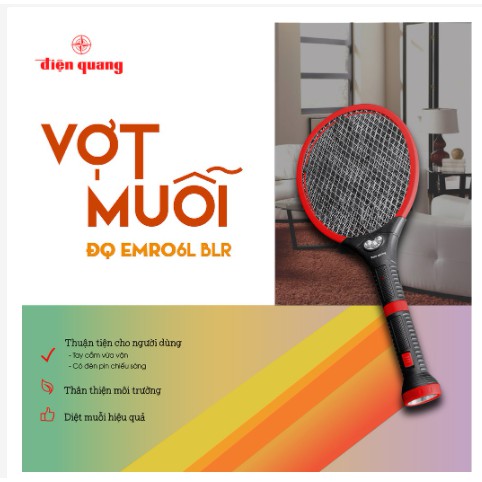 Bộ vợt muỗi Điện Quang ĐQ EMR06L BLR (đen - đỏ)