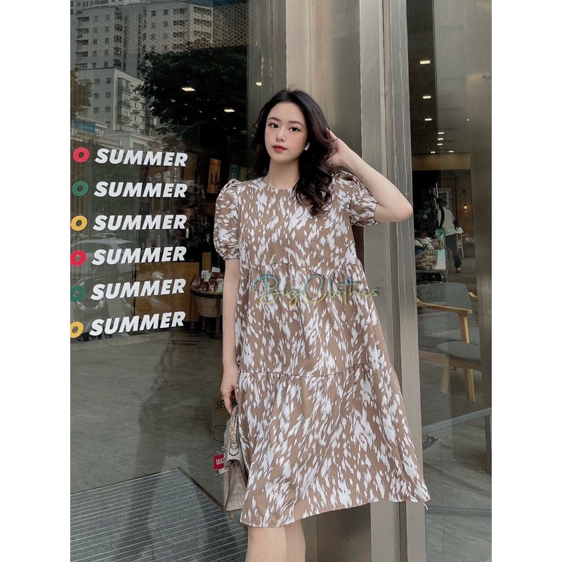 Váy đầm bigsize thiết kế chất lụa hàn hoạ tiết sơn lá liễu đẹp sang chảnh từ 45kg đến 75kg | BigBuy360 - bigbuy360.vn