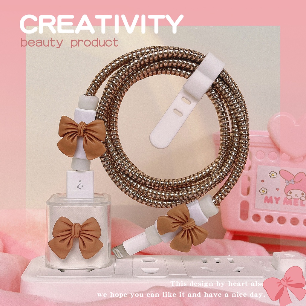 Vỏ Bảo Vệ Hộp Sạc Tai Nghe iphone 5W 11 / xr / 8p / 7 / 6 / xsmax Hình Nơ Dễ Thương Ốp