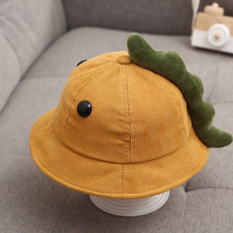 Mũ vành thiết kế vải nhung mềm mại dày dặn kiểu khủng long đáng yêu phong cách Hàn Quốc cho bé trai bé gái 6 -18 tháng