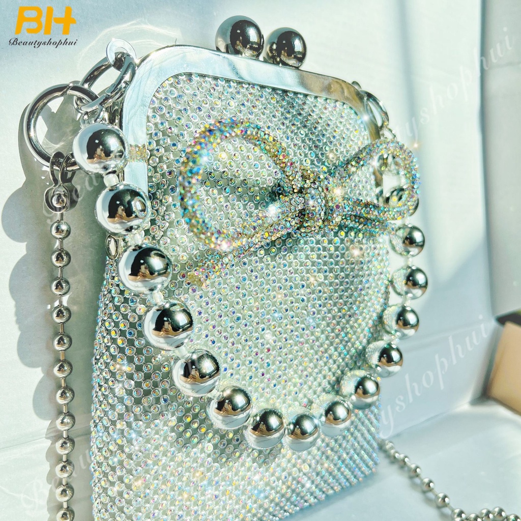 Túi Đeo Chéo Mini Đính Đá Thời Trang Mới 2022 Cho Nữ