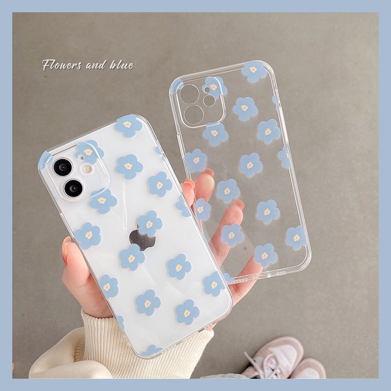 Ốp điện thoại trong suốt họa tiết hoa thích hợp cho iPhone 13 Pro Max 7 7plus 8 plus X Xr Xs 11 12 PRO MAX