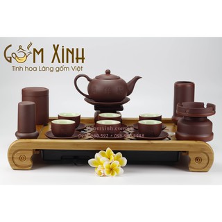 Ấm chén Bát Tràng_Bộ trà tử sa Tống chỉ đỏ kèm phụ kiện