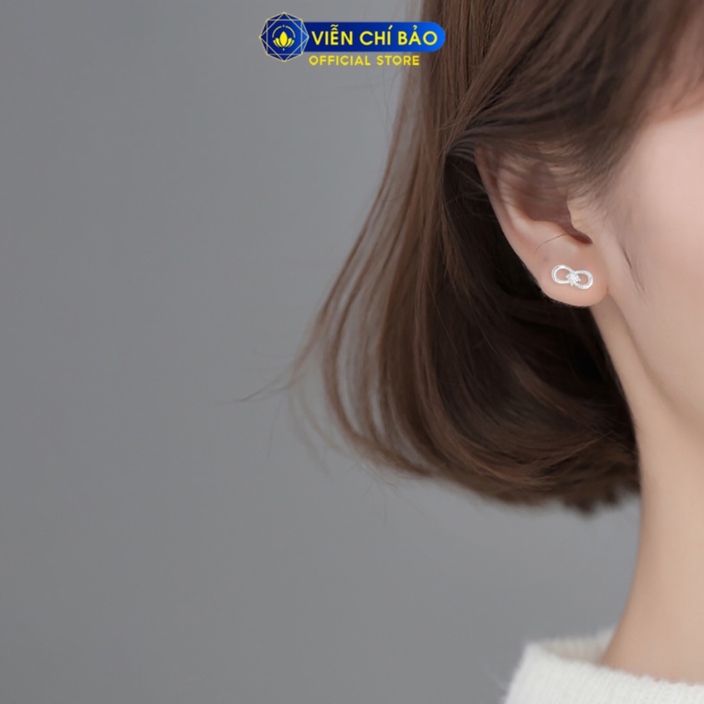 Bông tai nơ đính đá chất liệu bạc 925 thời trang phụ kiện trang sức nữ thương hiệu Viễn Chí Bảo E087