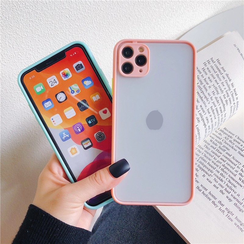Ốp iPhone nhám mờ viền màu bảo vệ camera dành cho iPhone 7 8 7 Plus 8 Plus X Xs Xr XsMax iPhone 11 11 Pro 11 Promax