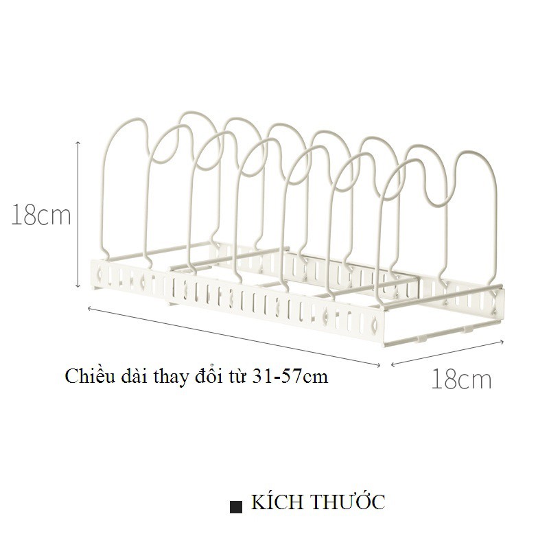 Giá úp xoong nồi kệ úp vung nồi đồ gia dụng sơn tĩnh điện có thể điều chinh chiều dài