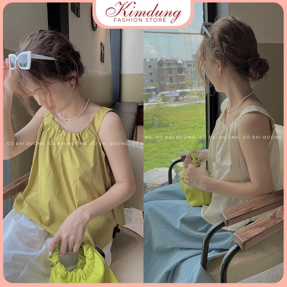 Áo babydoll,áo 2 dây,áo đũi bản to chất đũi siêu hot 2022 - Kim Dung Fashion Store