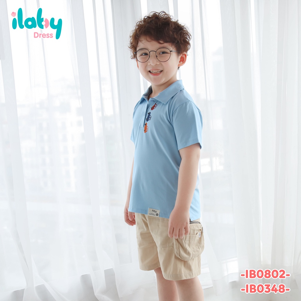 Áo polo bé trai ILABY in hình ô tô chất liệu cotton thoáng mát [20IB08020122]