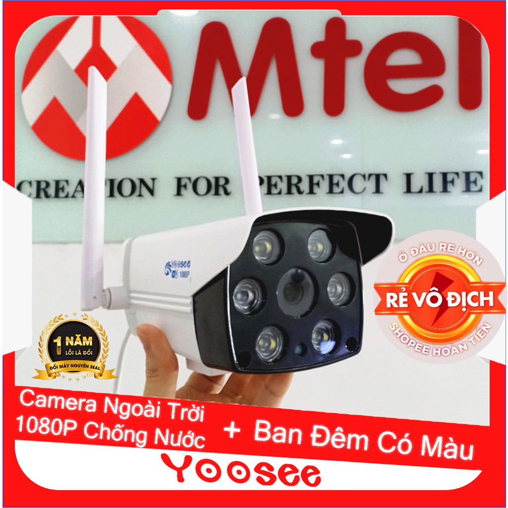 [GIÁ XƯỞNG] Camera IP Wifi Không Dây Ngoài Trời Yoosee Full HD 1080P 2 Râu - Chống Nước - Ban Đêm Có Màu