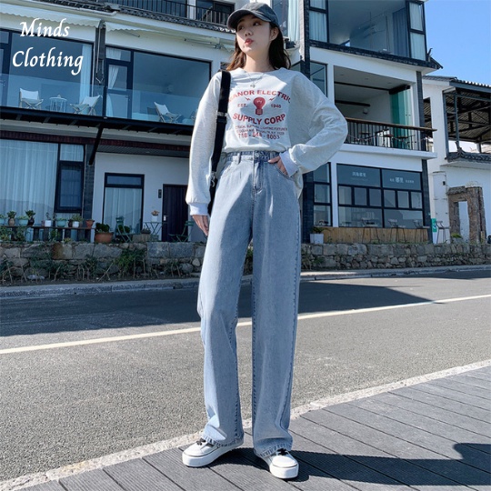 Quần jeans nữ ống rộng, quần bò nữ ống rộng lưng cao, chất jean nhập khẩu quảng châu co giãn nhẹ