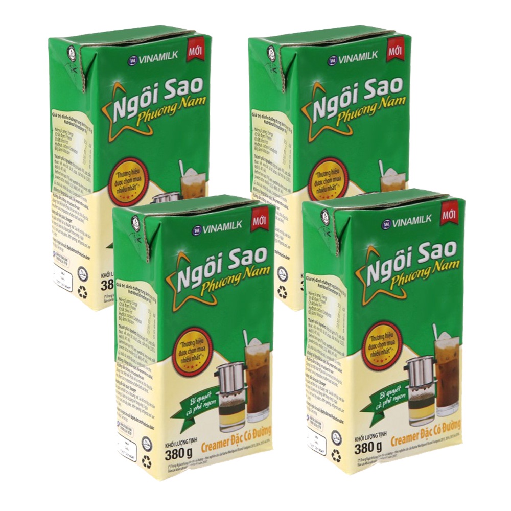 Combo 4 Hộp x 380gr Kem đặc có đường Ngôi sao Phương Nam Xanh lá