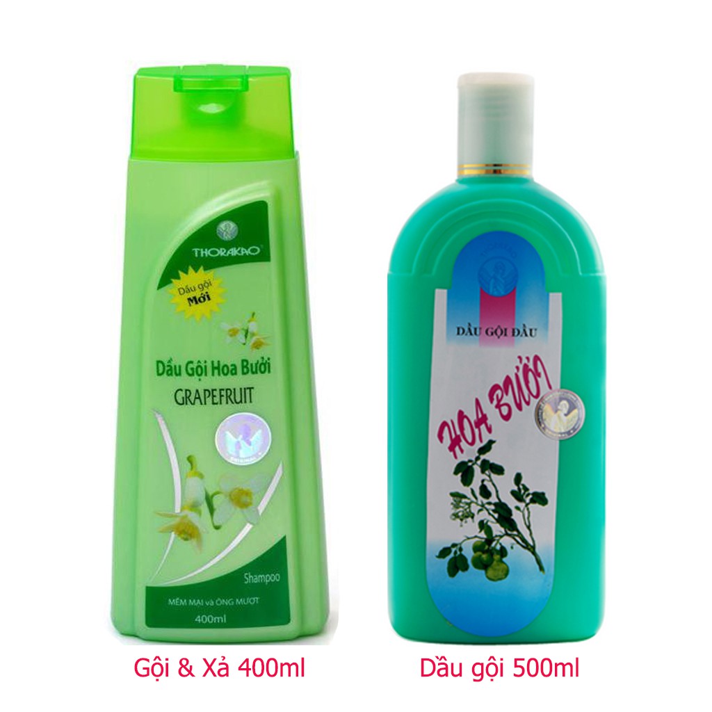 Dầu Gội Hoa Bưởi 500ml và Gội xả 400ml Thorakao