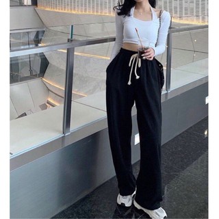 SET Áo croptop trễ vai + Áo cổ yếm + Quần ống rộng culottes ulzzang