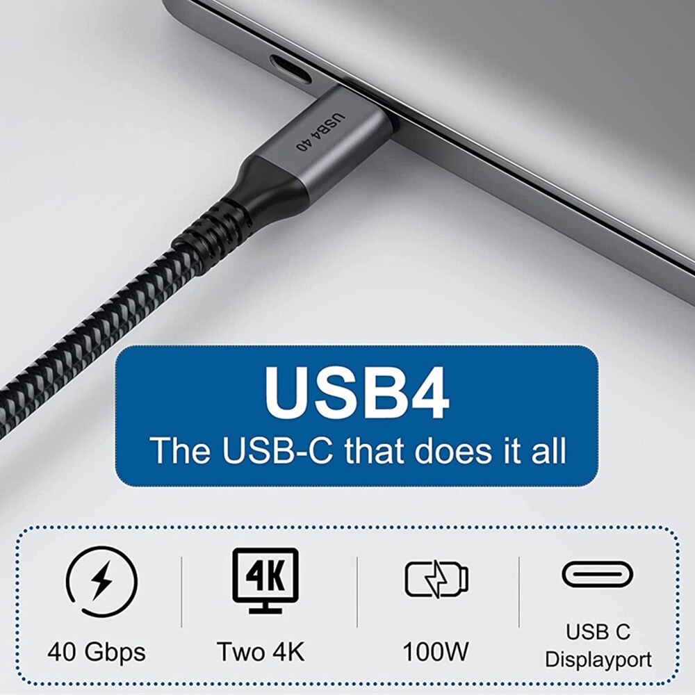 [ 40Gbps / Thunderbolt 3 ] Dây Cáp Sạc Nhanh Thunderbolt 3 USB 4 PD 100W Type C 40Gbps truyền hình ảnh 5K