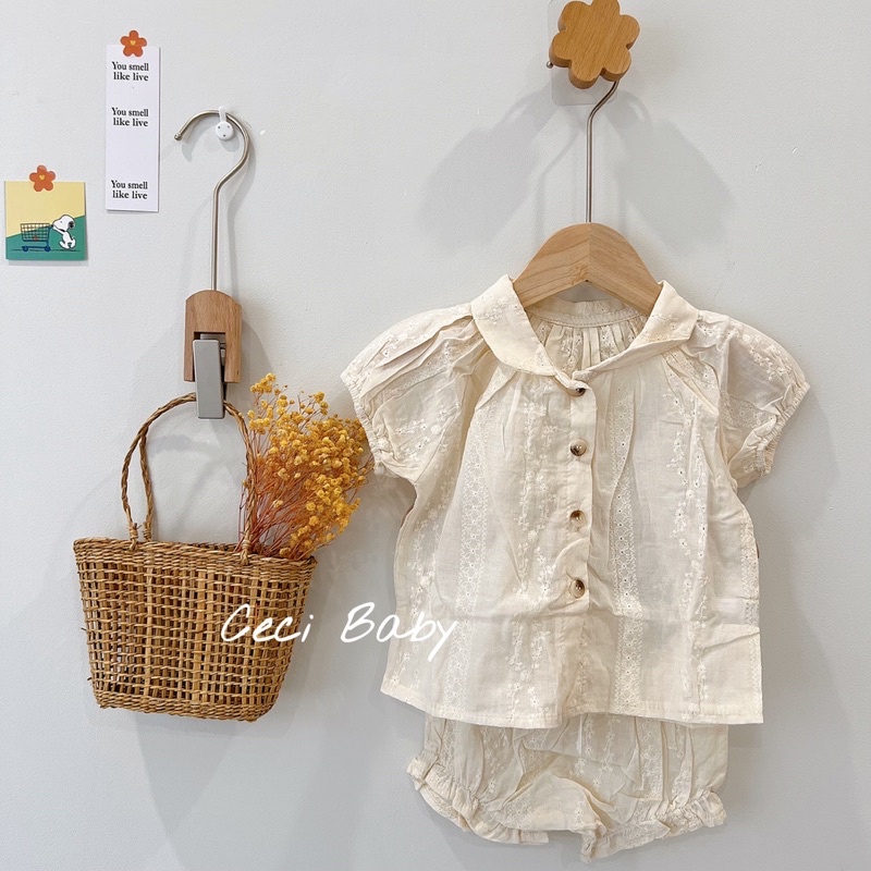 Bộ áo tay ngắn + quần sooc cho bé phong cách Hàn quốc ảnh thật