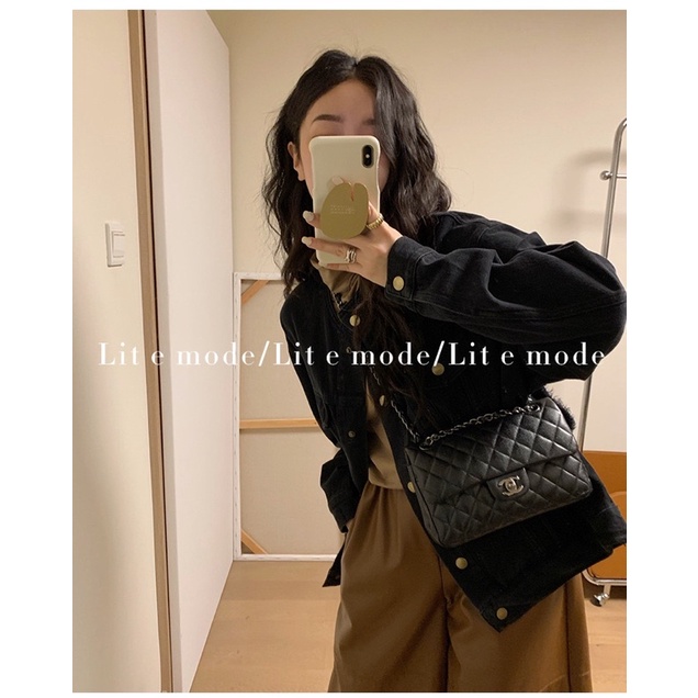 Áo khoác jean Đen unisex form rộng có 6 túi phong cách Ulzzang nam nữ oversize