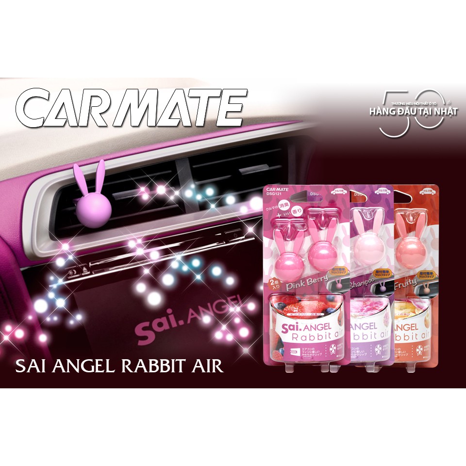 Combo 2 Sáp Thơm ghim Máy Lạnh CARMATE Sai Angel Rabbit Air 2P DSG121 Pink Berry 8g - Nhập Khẩu Chính Hãng