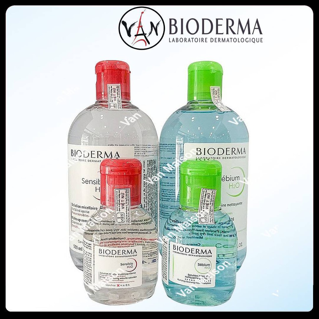 Nước tẩy trang bioderma sebium sensibio xanh hồng da dầu nhờn mụn 100ml 500ml