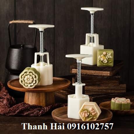 Khuôn LÒ XO Trung Thu 4M HOA 50g (BỘ ẤN + 4 MẶT)