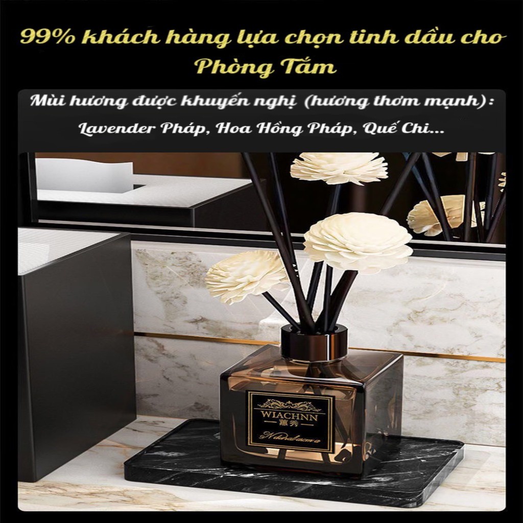 Tinh dầu thơm phòng thiên nhiên WIACHNN 50ml decor phòng ngủ bàn làm việc khử mùi ô tô màu đen sang trọng