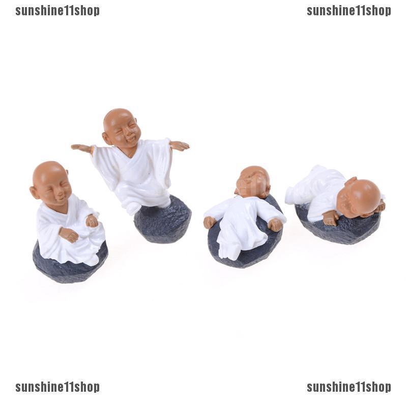 Set 4 Tượng Chú Tiểu Ngồi Thuyền Mini Trang Trí Tiểu Cảnh