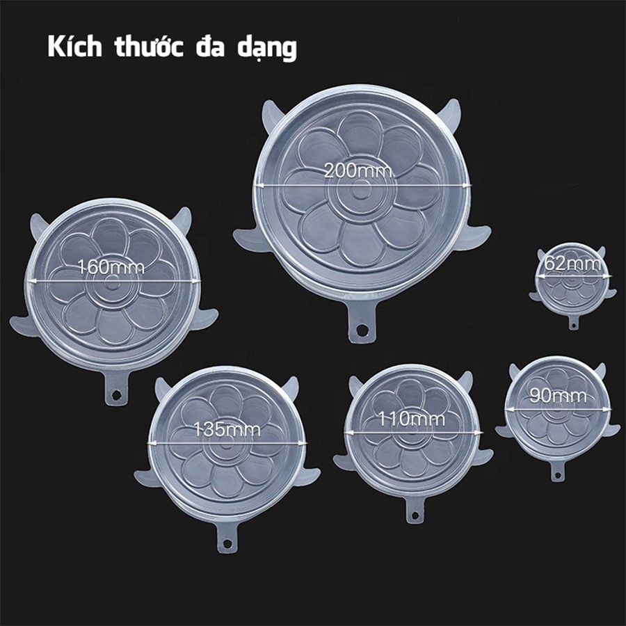 Bộ 6 Miếng Silicone Bọc Thực Phẩm - Nắp đậy màng Silicon bảo quản thức ăn | BigBuy360 - bigbuy360.vn