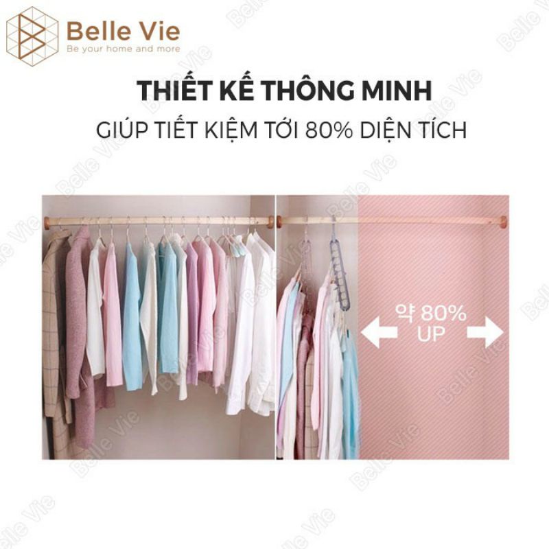 Móc Nhựa Phơi Đồ Treo Quần Áo BELLEVIE Thiết Kế 9 Lỗ Treo Xoay 360 Độ Thông Minh Tiết Kiệm Không Gian