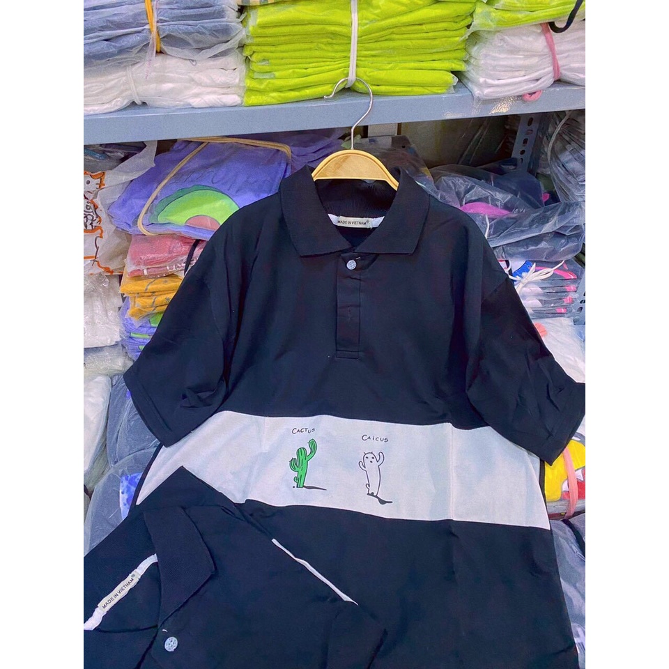 ÁO THUN  POLO TAY LỠ CÓ CỔ FORM RỘNG UNISEX MẶC CẶP , NHÓM HỌA TIẾT SIÊU CƯNG