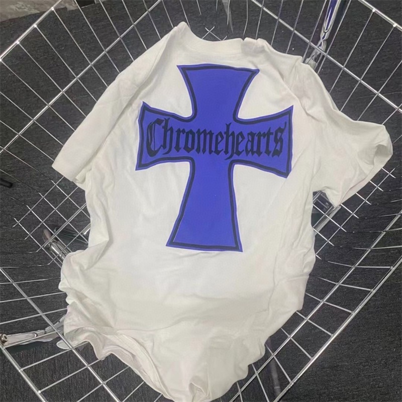 Ch High Street Trend Áo Thun Tay Ngắn Dáng Rộng In Hình Móng Ngựa Cổ Điển Phía Trước Thời Trang Đường Phố Giản Dị