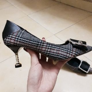 (WS2906 giảm 12% max 25k) Giày cao gót kẻ