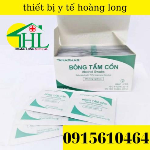 Hộp 100 Miếng Gạc Tẩm Cồn Sát Khuẩn, Bông Tẩm Cồn Y Tế Tiệt Trùng Sát Trùng, Cồn Khô Alcohol Pads TANAPHAR