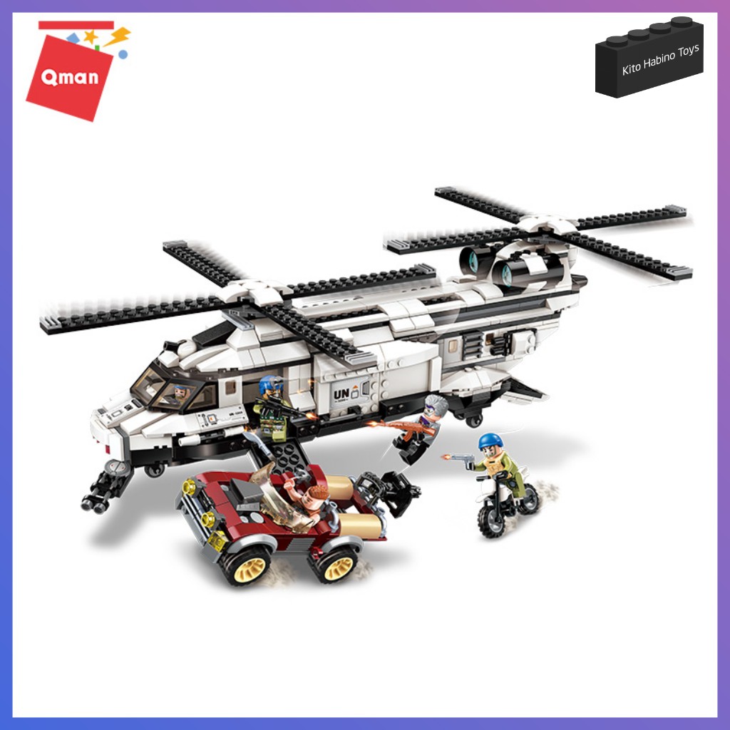 Bộ Lắp Ghép Đồ Chơi Lego Qman 648 Mảnh Ghép Máy Bay Trực Thăng Quân Sự Phi Cơ Xạ Thủ 3208 Cho Trẻ Từ 6 Tuổi