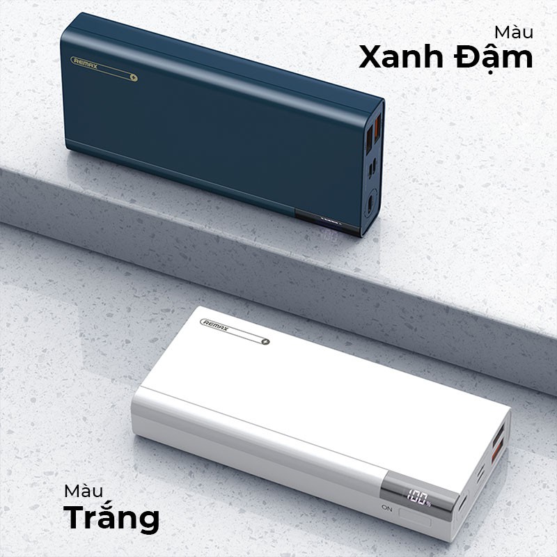 Pin Sạc Dự Phòng Remax RPP-108 20000mAh Lõi Pin Polyme, Hỗ Trợ Sạc Nhanh Lên Đến 22.5W, Quick Charge C3.0, PD3.0