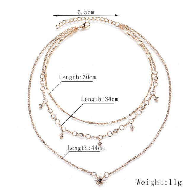 Dây chuyền phụ kiện trang sức nữ vòng cổ 3 tầng hot trend - choker charm ngôi sao 6 cánh Hades.js