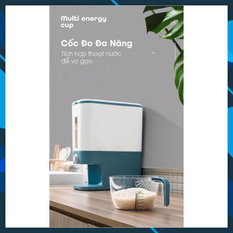 [Sẵn Hàng Giao Ngay] Thùng gạo thông minh 3in1 chứa đựng 10-12kg hạt.