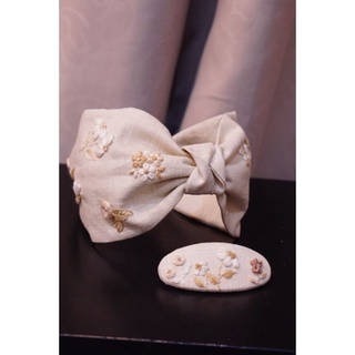 Cài tóc linen thêu tay