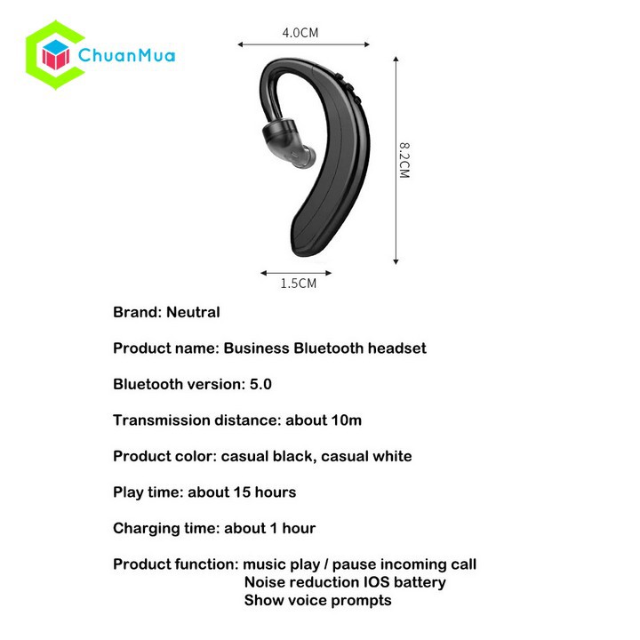 Tai Nghe Bluetooth Không Dây Móc Vành Tai (rảnh tay lái xe cho tài xế, shipper,..) | Tai Nghe Nhét Tai Bluetooth