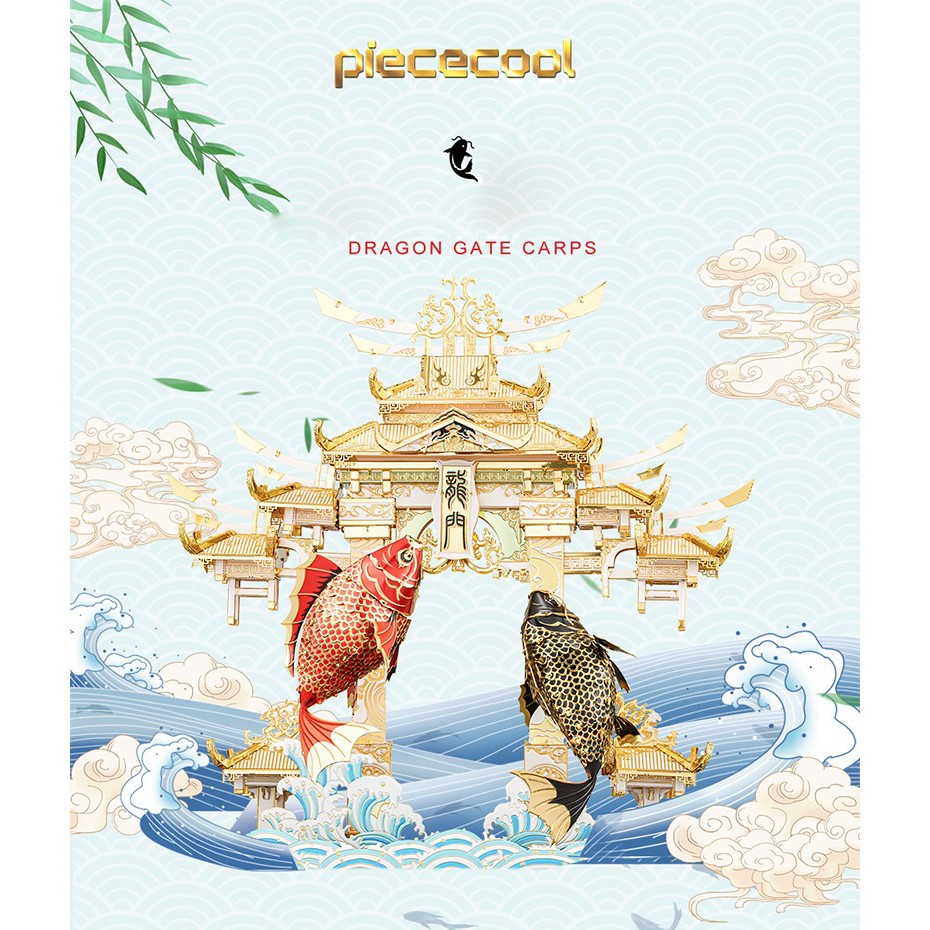 Mô hình lắp ghép kim loại 3d cá chép vượt long môn -có sẵn