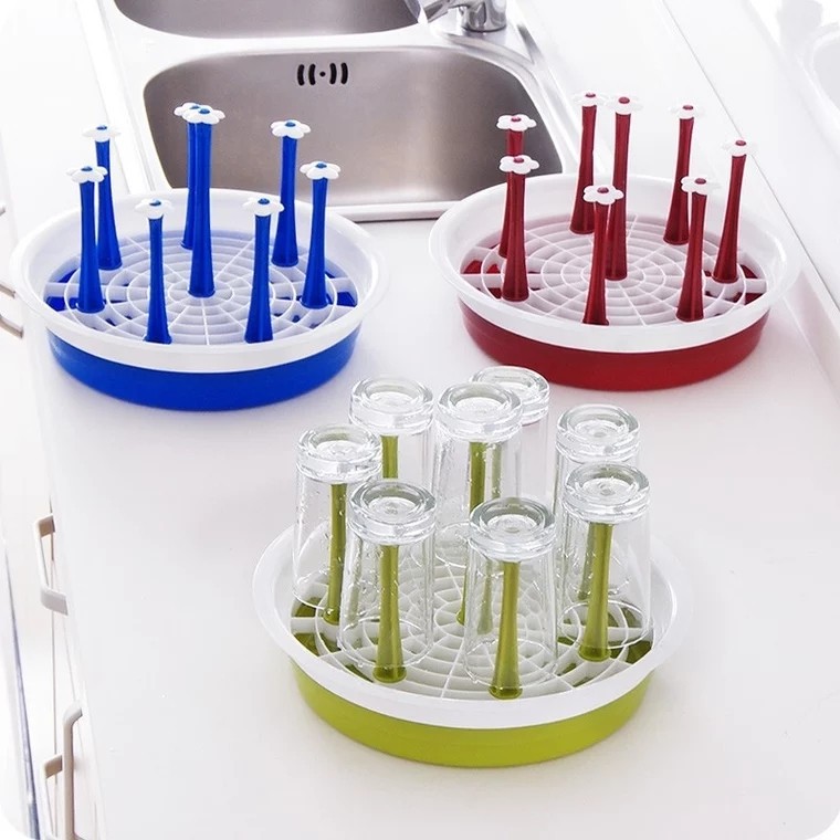 Kệ Úp Ly, Kệ Úp Ly Ráo Nước Hình Hoa, Kệ Ly 6 Nhánh Nhưa