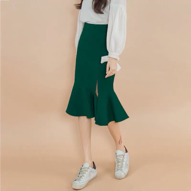 Chân váy bút chì đuôi cá sẻ tà trước thời trang nữ | BigBuy360 - bigbuy360.vn