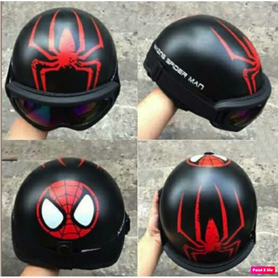 Freeship COMBO nón  bảo hiểm nửa đầu 1/2 Người nhện/ Spider man + Kính uv 400 / uv400