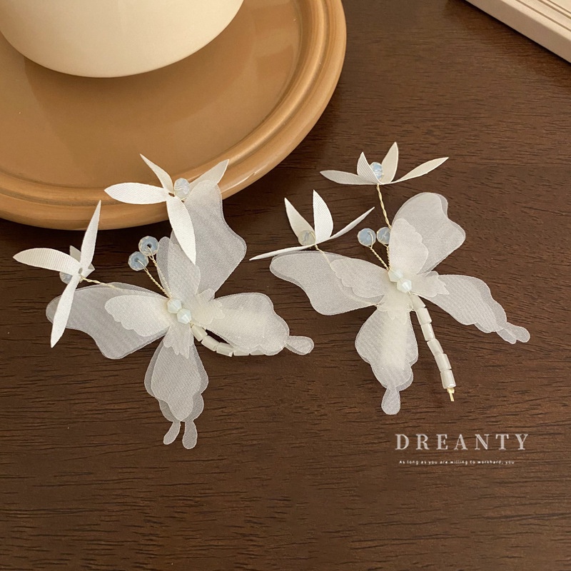 Bộ 2 Kẹp Tóc Hình Hoa / Bướm Đính Pha Lê Độc Đáo Thời Trang Cho Nữ