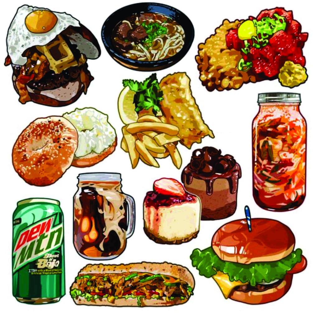 [STICKER 1K] SET 100 STICKER MÓN NGON SIÊU CHẤT DÁN TRANG TRÍ ĐT LAPTOP VALI TƯỜNG TỦ KỆ MŨ BẢO HIỂM XE MÁY NOTEBOOK