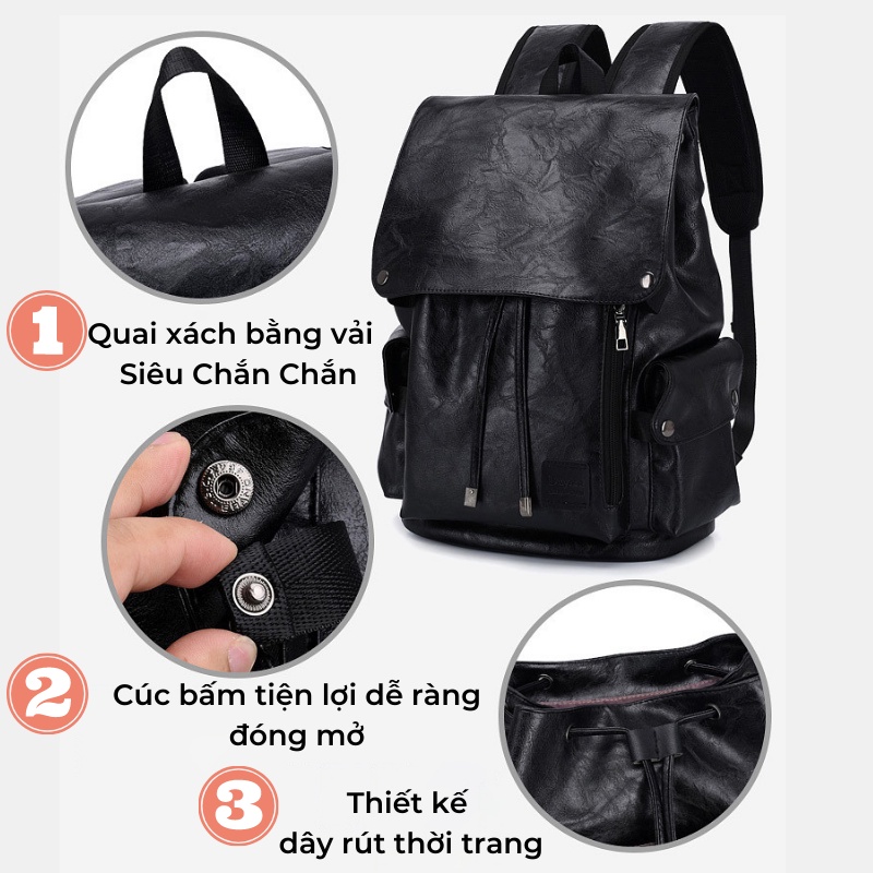 Balo da nam nữ thời trang Hàn Quốc Chất liệu chống thấm nước cao cấp balo đựng laptop 15.6inh ZINLY