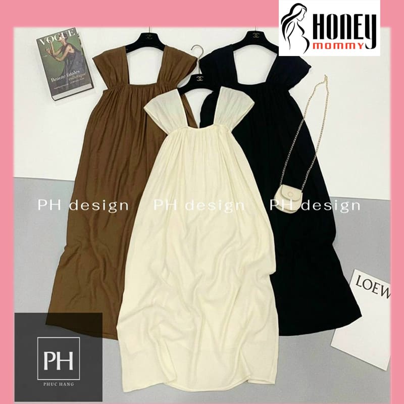 Đầm Bầu Váy Bầu Mùa Hè Sát Nách Tay Hến Dáng Dài Đi Biển Mặc Ở Nhà Xinh Xắn HD2703 Honey Mommy