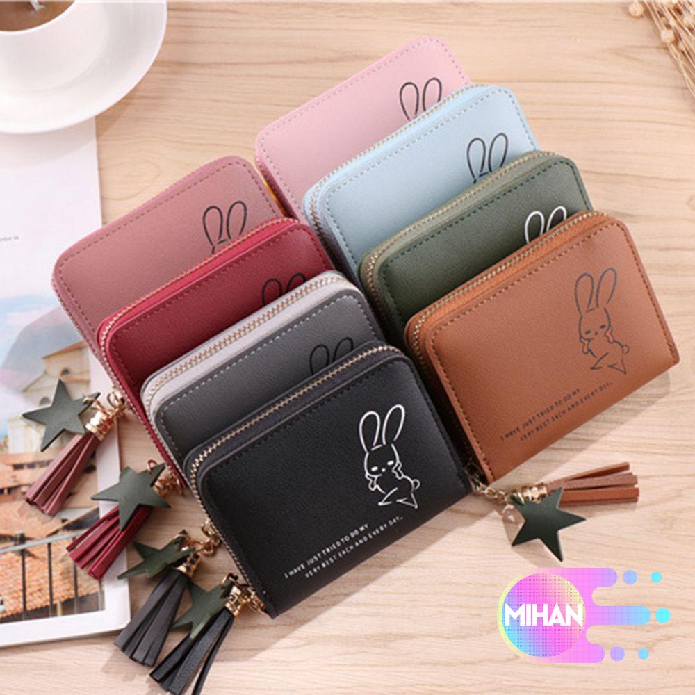 Ví Ngắn Có Khóa Kéo In Hình Thỏ Dễ Thương Phong Cách Hàn Quốc Cho Nữ MIHAN1