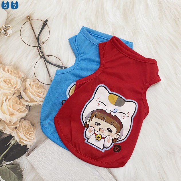 Áo Thun Cotton In Họa Tiết Hoạt Hình Dành Cho Thú Cưng