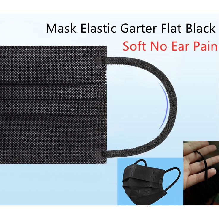 Dây Đai Co Giãn Màu Trắng Đen Đeo Khẩu Trang 4mm Dài 50M